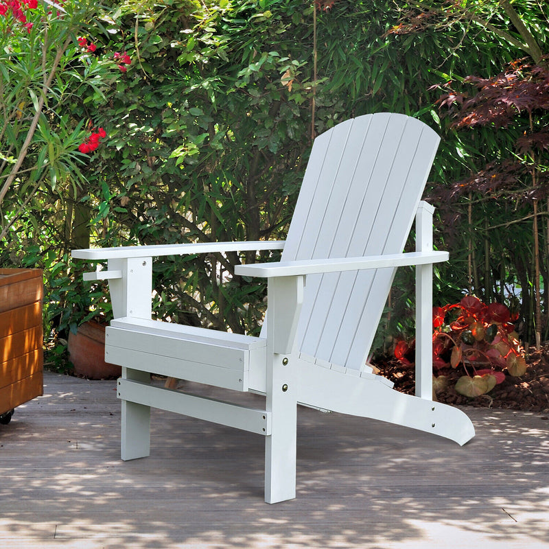 Fir Wood Adirondack Chair, Wooden Outdoor & Patio Seating for Fire Pit, White