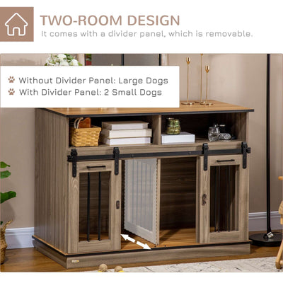 Large or Small Dog Cage w/ Shelves Sliding Doors, Fancy Puppy Furniture