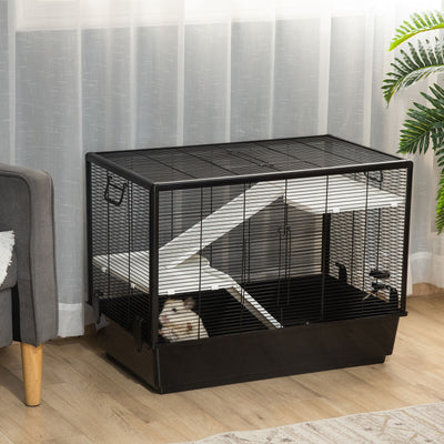 Small Animal Cage with Easy-Grip Handles, Metal Chinchilla Cage, Hedgehog Cage