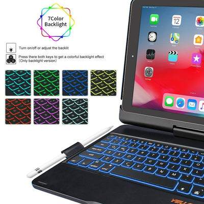 Wireless Keyboard Case-7 Color Backlit 360 Rotatable for iPad Pro 12.9" 11" 2020