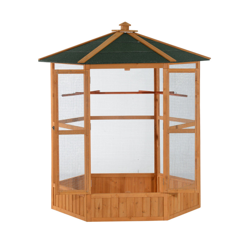 Large Wooden Aviary Flight Bird Cage With Covered Roof Outdoor Wood Aviary