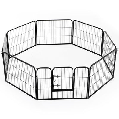 Heavy Duty Pet Playpen Dog Exercise Pen Cat Fence Black 8 Panel 24" 32" 39.4"