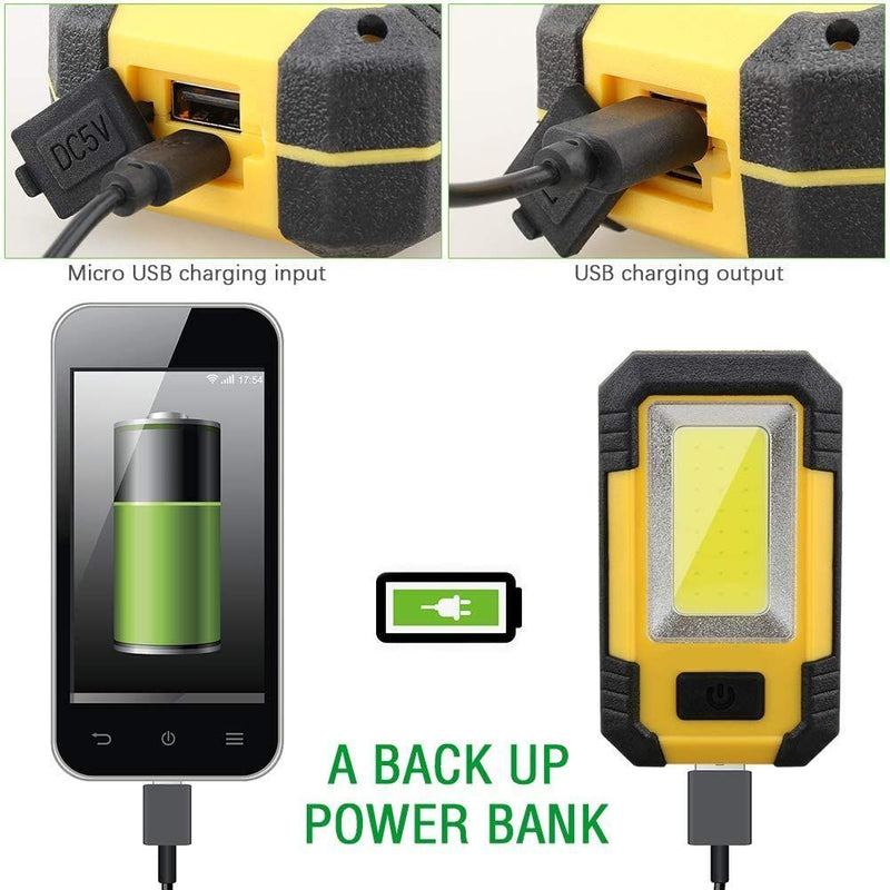 Portable Rechargeable USB COB LED Work Light Flod Flashlight Magnetic Torch Lamp