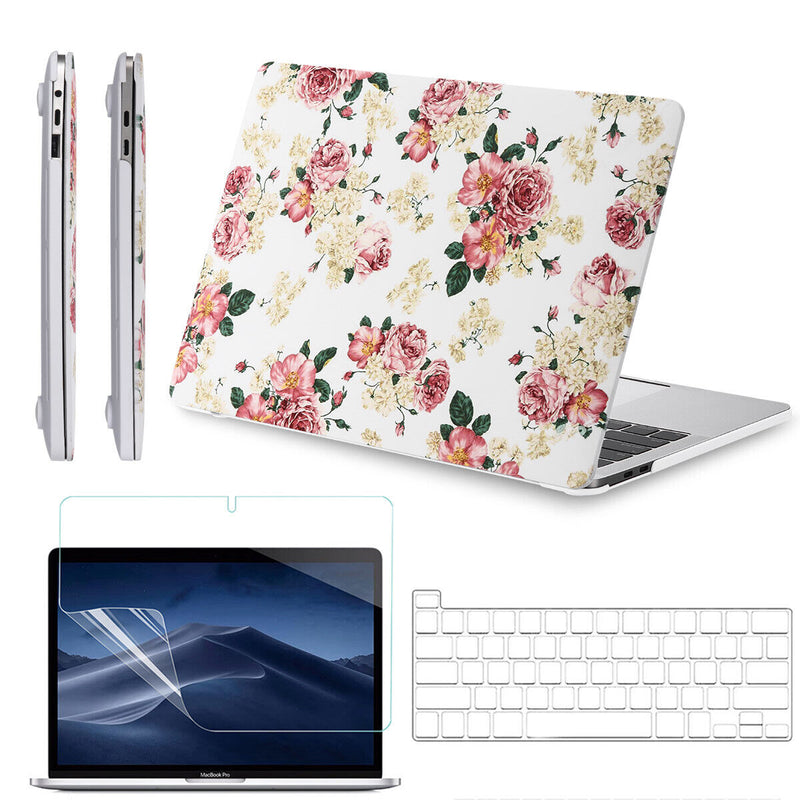 MacBook Pro 13" 2020 Flower Pattern Hard Case w/ Keyboard Cover,Screen Protector