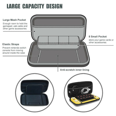 For Switch Lite 2019 Travel Carrying Case + TPU Case + HD Tempered Glass + Caps