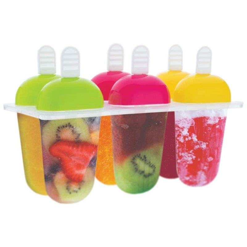 Ice Cream Candy Kulfi 6 Cells Mold Plastic DIY Homemade Popsicle Lolly Maker CA