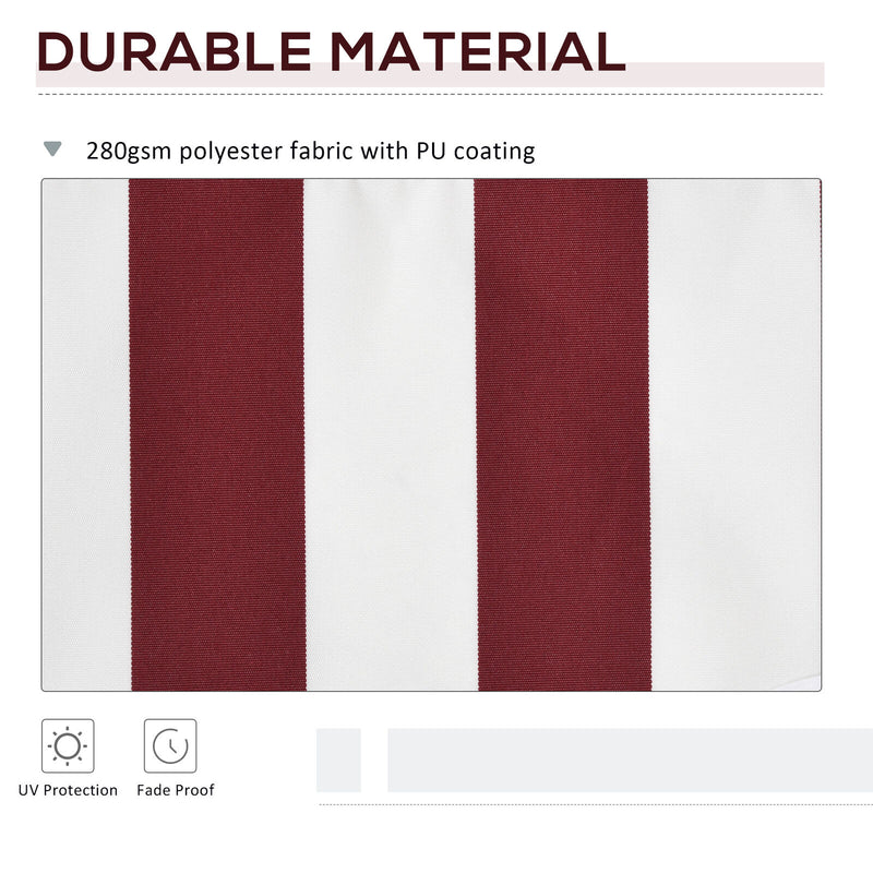 11&apos; x 10&apos; Retractable Awning Fabric Replacement UV Protection Canopy Red &amp; White