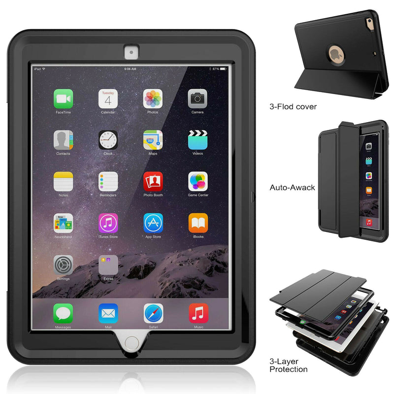 Apple iPad 9.7" 2nd 3rd 4th 5th 6th Shockproof Triple Layers Smart Stand Case