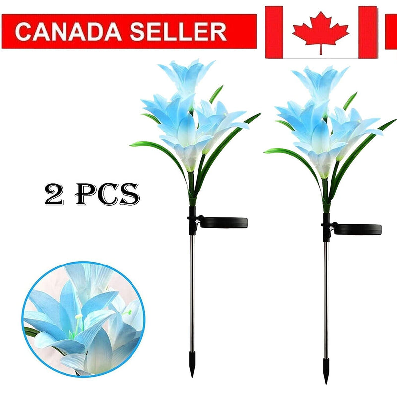 Waterproof Decor Lamp Yard LED Solar Lily Flower Garden Stake Light Outdoor Path