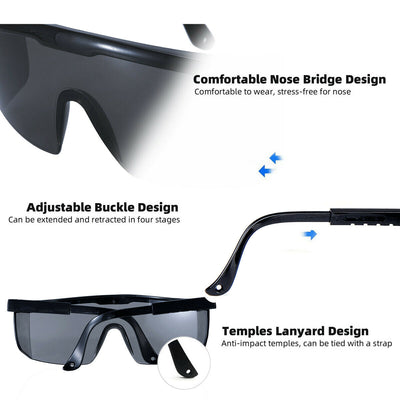 ADJUSTABLE (2020 model) Safety Glasses w/ Anti-Fog&Anti-Scratch&Wrap-Around Lens