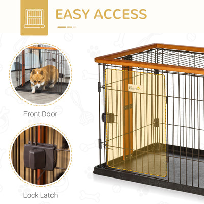Steel Dog Crate Cage, Puppy Kennel, w/ Door, No Leak Tray, 35" x 22.5" x 23.5"