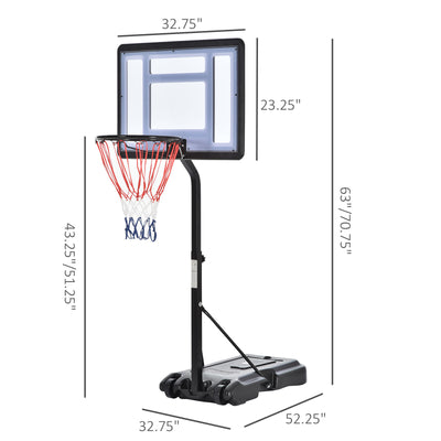 3.6/4.3ft Adjustable Basketball Hoop Backboard  w/ Wheels