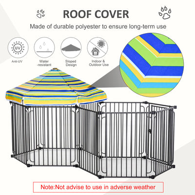 Outdoor Pet Playpen with Door & Removable Cover 10 Panels Puppy Crate Fence