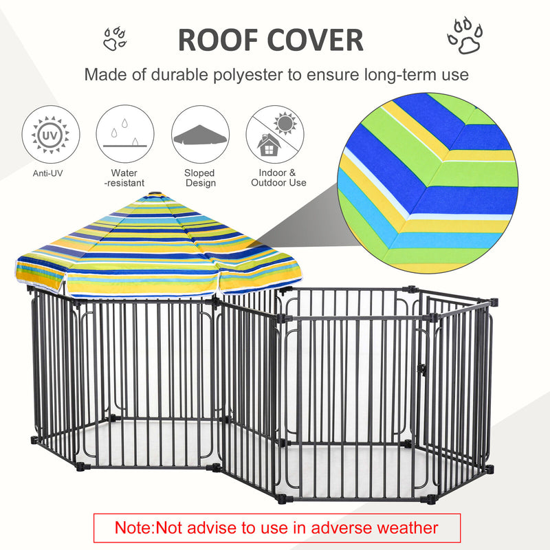 Outdoor Pet Playpen with Door & Removable Cover 10 Panels Puppy Crate Fence