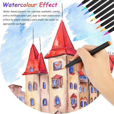 24 Colors Watercolor Brush Pens Nontoxic for Drawing Calligraphy Coloring, CA