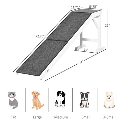 Pet Bed Ramp w/ Non-Slip Carpet &amp; Top Platform Older Dogs, 77lb. Weight Limit 196393070895