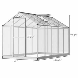 10'x6'x6.4' Walk-In Cold Frame Greenhouse Plant Growing Sun Shade Aluminum