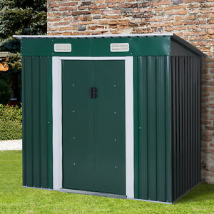 80"x 52" Garden Storage Shed Tool Kit Lockable Yard Garden Metal Green