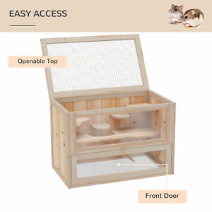 Wooden Hamster Cage Mice Rodents Hutch House 2 Levels Small Animals