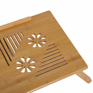 Foldable Bamboo Laptop Stand Notebook  PC Desk Table Stand Bed Tray w/ Drawer