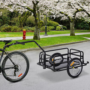 Folding Bicycle Cargo Trailer Luggage Trailer Garden Patio Tool Black