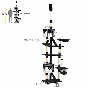 94"-102" Huge Cat Tree Ceiling High Cat Tower Multilevel Playhouse