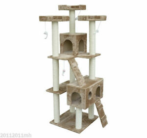 Multi- Level Cat Scratcher Tree Condo Kitten House Post Bed Toys Cat Furniture