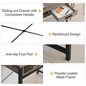 HOMCOM Study Desk Computer Desk Industrial Desig for Home Office & Study Use