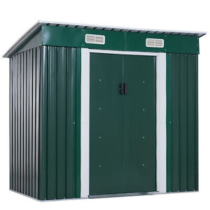 80"x 52" Garden Storage Shed Tool Kit Lockable Yard Garden Metal Green