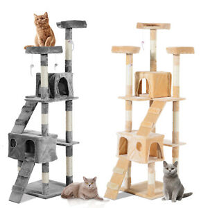 Multi-Level Cat Tree Scratcher Activity Center Climbing Tree Condo Furniture w/