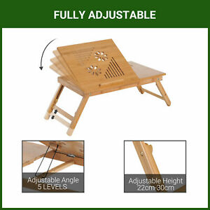 Foldable Bamboo Laptop Stand Notebook  PC Desk Table Stand Bed Tray w/ Drawer