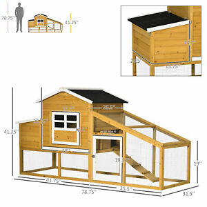 Outdoor Pet House Chicken Coop with Removable Tray, Nesting Box, Run, Ramp