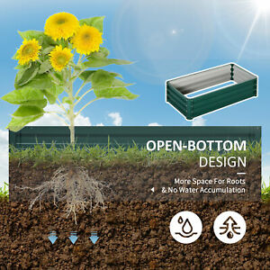 Raised Garden Bed Color Steel Planter Growing Box for Vegetables Flowers Green