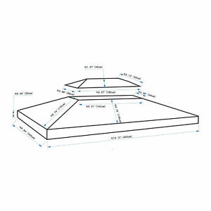 13' x 10' 2 Tier Gazebo Canopy Top Cover Replacement Garden Patio Brown