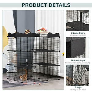 Pet Playpen DIY Small Animal Cage w/ Door Ramp Indoor Outdoor for Cat Pet Mink