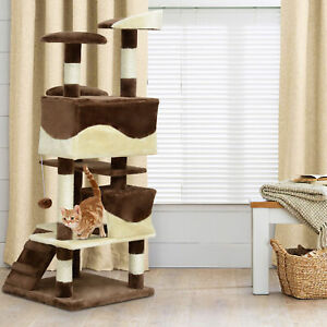 52" Cat Scratching Tree Large Kitten Play House  Activity Center Pet Furniture