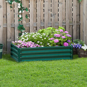 Raised Garden Bed Color Steel Planter Growing Box for Vegetables Flowers Green