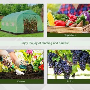 11.5x10ft Walk-In Greenhouse Plant Grow Tent Portable Garden Green