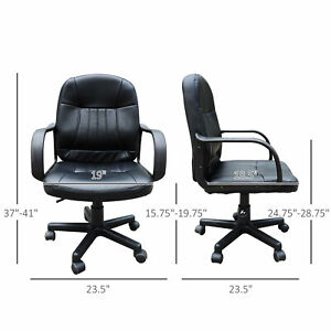 Office Chair PU Leather Ergonomic Conference Adjustable Height Black