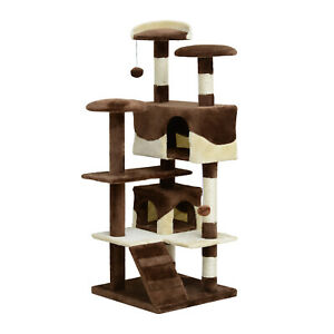 52" Cat Scratching Tree Large Kitten Play House  Activity Center Pet Furniture