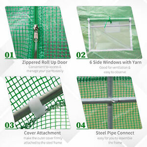 11.5x10ft Walk-In Greenhouse Plant Grow Tent Portable Garden Green