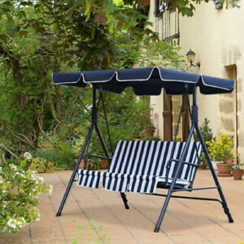 3 Seater Swing Chair Outdoor Patio Hammock Porch Glider Adjustable Canopy