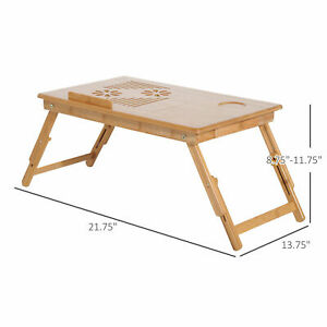 Foldable Bamboo Laptop Stand Notebook  PC Desk Table Stand Bed Tray w/ Drawer