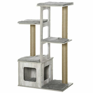 Plush Cat Tree Tower Activity Center Climb Frame w/ Jute Scratching Posts Condo