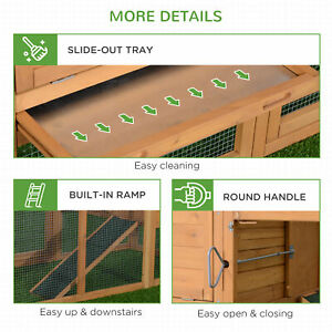 73.5" Deluxe Wooden Chicken Coop Hen Poultry Pet Cage W/ Run Nesting Box Tray