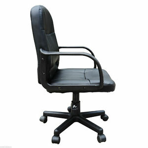 Office Chair PU Leather Ergonomic Conference Adjustable Height Black