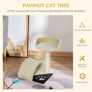 18" Cat Scratching Tree Kitten Towers Activity Center Pet Post Beige