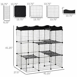 Pet Playpen DIY Small Animal Cage w/ Door Ramp Indoor Outdoor for Cat Pet Mink