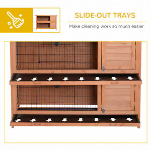 Rabbit Hutch Small Animal Pet House Yard Bunny Cage w/ Run & Tray Wooden