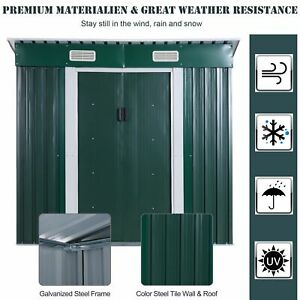 80"x 52" Garden Storage Shed Tool Kit Lockable Yard Garden Metal Green